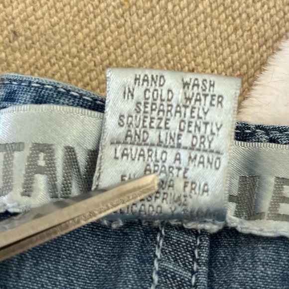 Vintage Jane Ashley Denim Embroider Leave Peasant Farm House Midi Dress Sz LR - Picture 6 of 6